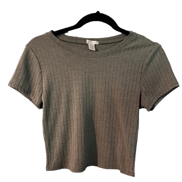 Bozzolo Tops - Bozzolo Ribbed Crop Top Olive Green Women’s Size Medium